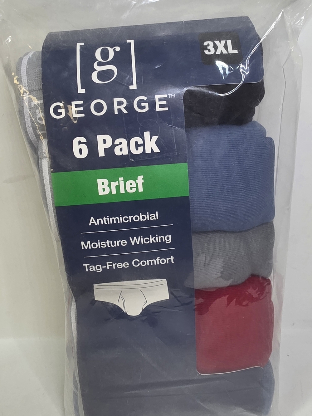 George 6-Pack Men's 3XL Briefs Multi Color
